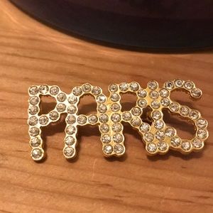 Paris gold and rhinestone broach